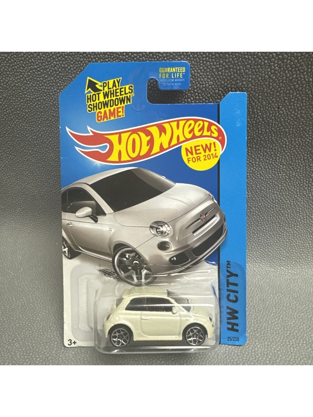 Hot Wheels 2014 #25 HW City Night Burnerz FIAT 500 White 5Y Spoke Wheel Not Mint